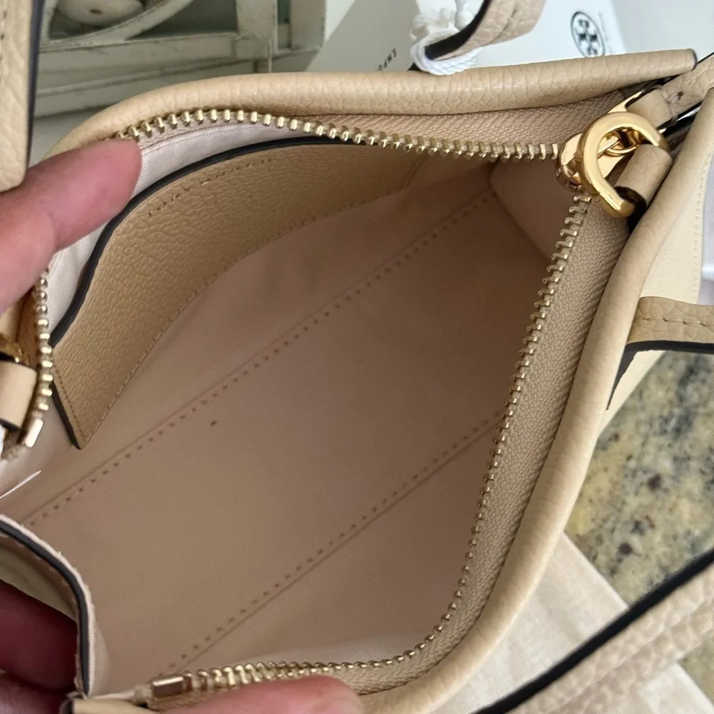 Tory Burch Blake Mini Tote Bag Crossbody Bag Soft Serve Gold Tan Cream